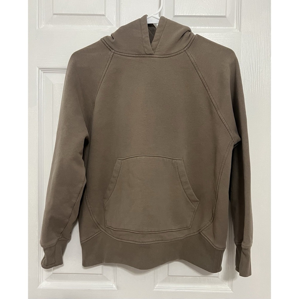 Athleta Girl Hoodie Sweatshirt Brown Fleece Lined Cozy Athleisure Comfort L (12)